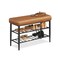 Entryway Shoe Rack Bench with Cushion, 3 Tier Storage Shelf Bench with Steel Frame and PU Leather Seat for Hallway Bedroom Closet